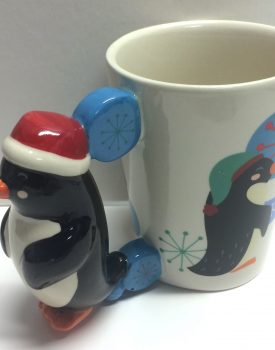 Festive Friends Xmas Penguin Shaped Handle Ceramic Mug
