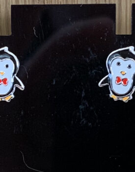 Cute Penguin with bow tie Stud Earrings (Sterling Silver)