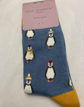 Women's Penguin Socks - Xmas Baby Denim
