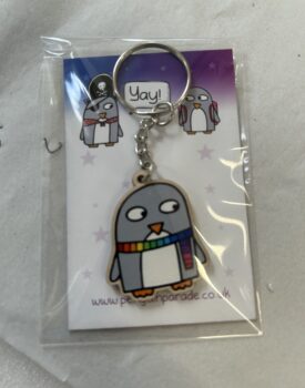 Penguin Keyring - Rainbow Scarf Penguin