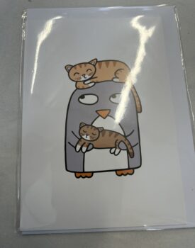 Crazy Cat Penguin Card