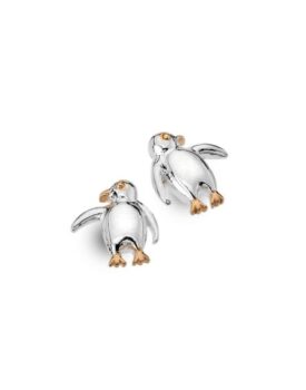 Sterling Silver Penguin with Gold Stud Earrings