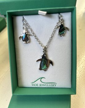 Paua Shell Penguin Jewellery Set