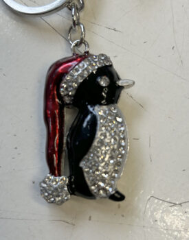 Large Glitter Xmas Penguin Keyring