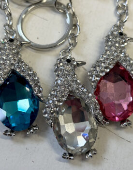 Large Glitter Clear Penguin Keyring
