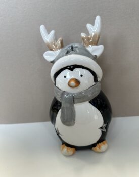 LED Penguin W/Antlers